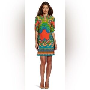 Donna Morgan Orange and Green Vibrant Dress‎
